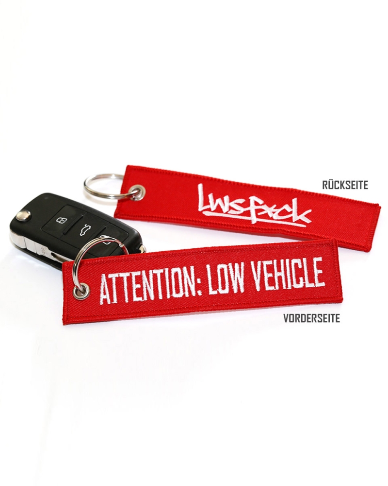 Attention Low Vehicle Keychain Red