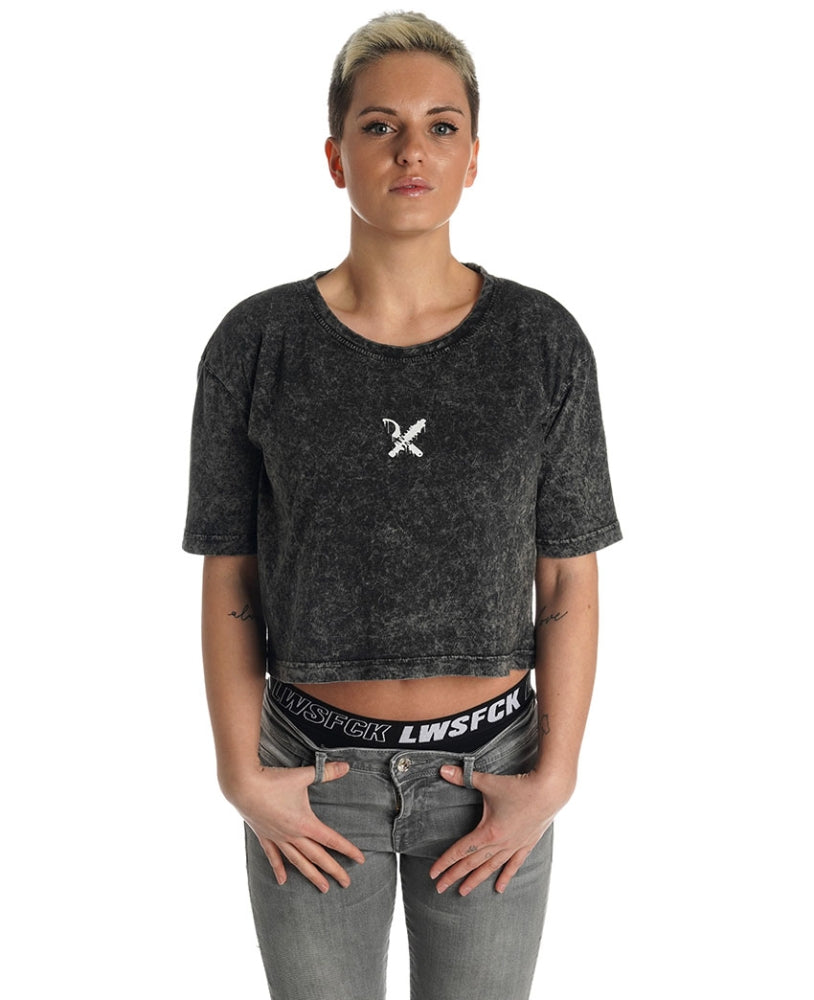 LWSFCK® Oversize Crop Top Darkgrey
